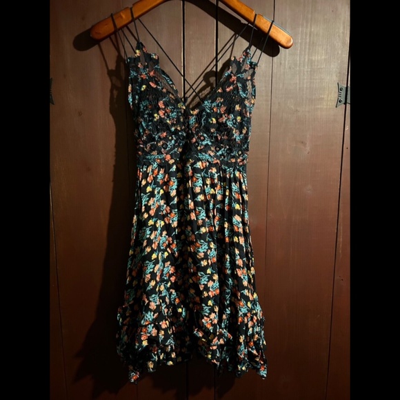 Free People One Intimately Adella Floral Mini Dress Black Combo Size XS - NWT - Picture 7 of 16